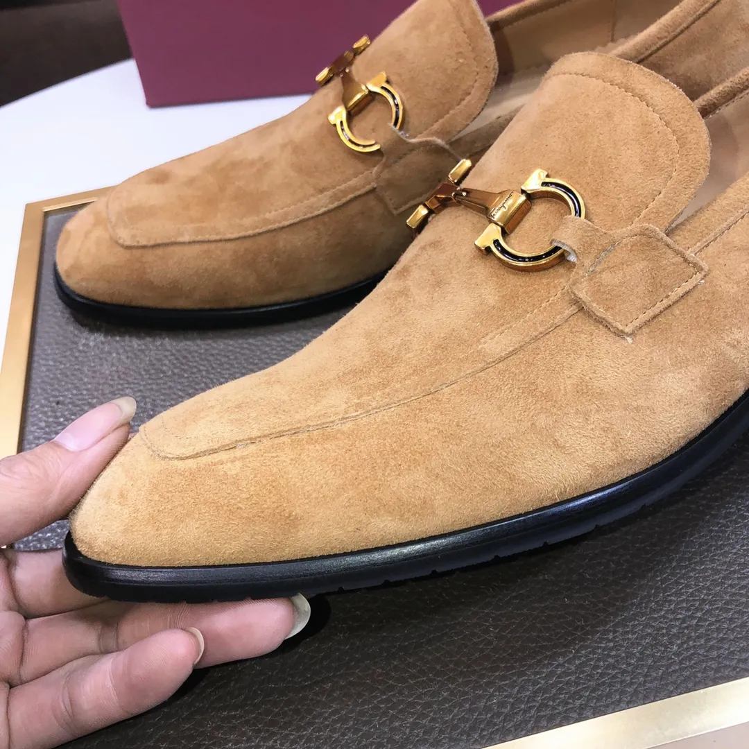 Men's shoes 💰500💰 [Ferragamo/Ferragamo] The latest model in the counter. Original imported high-quality cowhide with open sides + imported 🐂 water-dyed cowhide lining + original luxury metal buckle + original combination outsole. Comparison without pressure 38--45 (45 is custom-made and cannot be returned or exchanged)